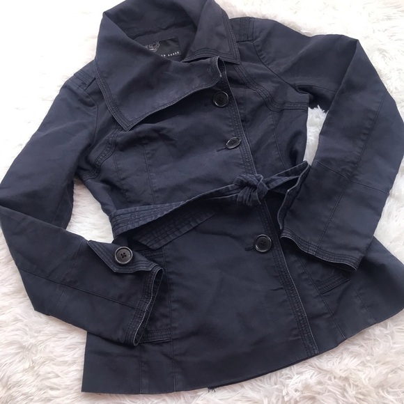 Ted Baker Black Tie Waist Water Resistant Jacket - Picture 1 of 9